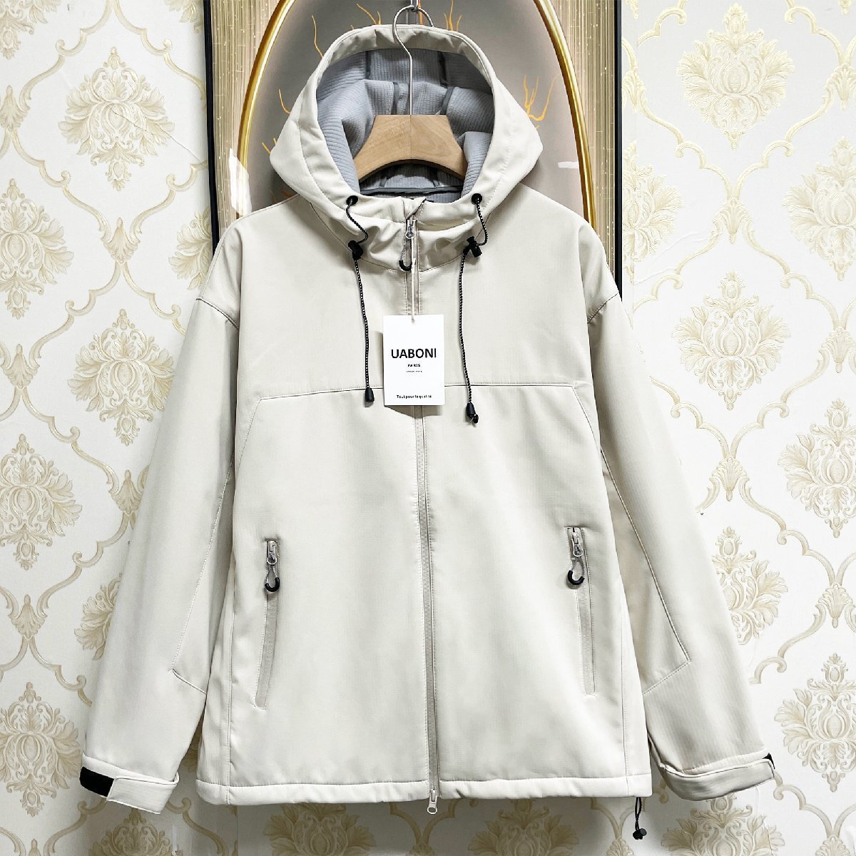 上品EU製&定価6万◆UABONI*Paris*マウンテンパーカー*ユアボニ*パリ発◆防風 ソフト 保温 アウトドア マウンテンパーカー 登山服 M/46拍卖