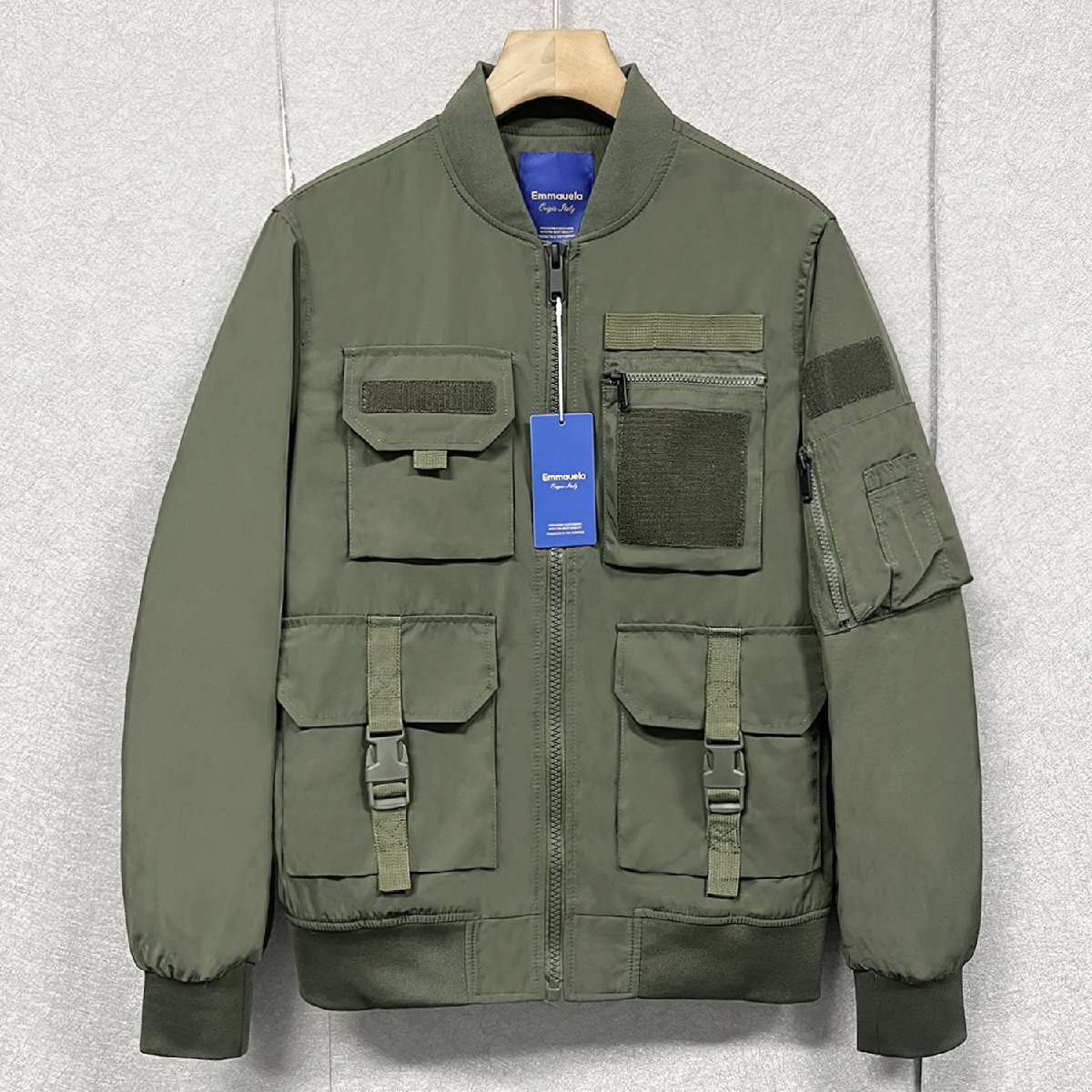 個性・フライトジャケット/MA-1 定価7万◆Emmauela・イタリア・ミラノ発◆撥水 マルチポケット ブルゾン アウトドア アウター XL/50拍卖
