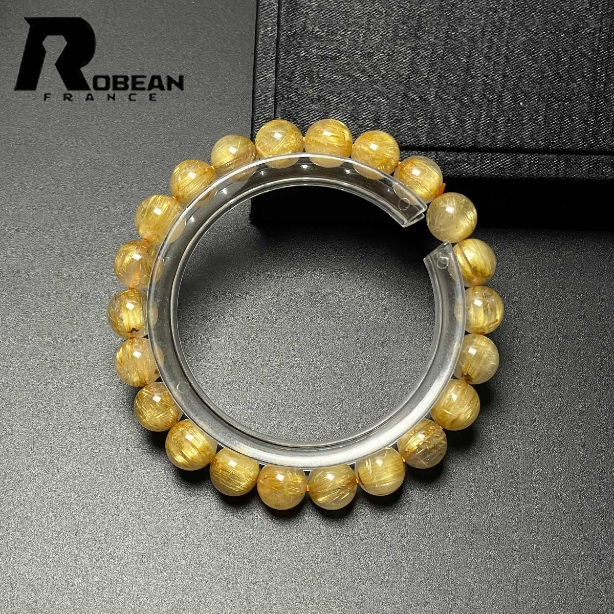 上品 EU製 定価10万円★ROBEAN・極!極満針ルチルクォーツ★ブレスレット パワーストーン 天然石 綺麗 金運 お守り 8.8-9.3mm M0722865拍卖