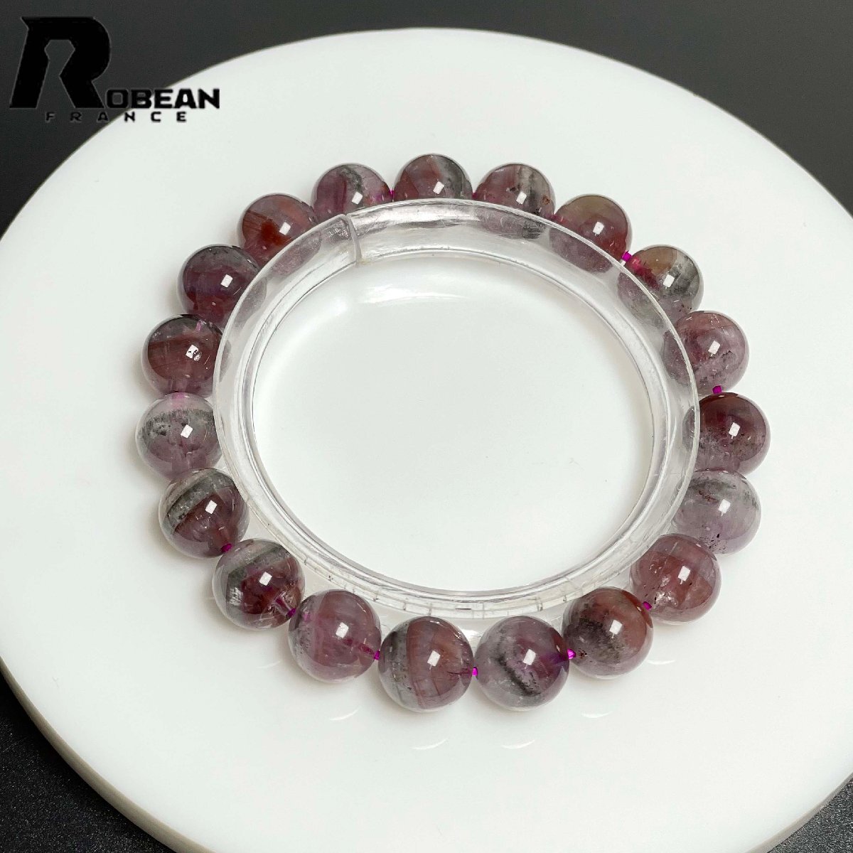 逸品 EU製 定価14万円★ROBEAN・オーロラクォーツ・イン・スーパーセブン★パワーストーン ブレスレット 天然石 綺麗 9.8-10.2mm M109972拍卖
