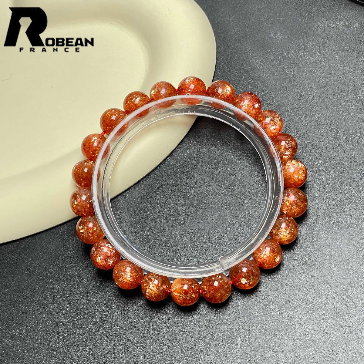 高級 EU製 定価75万円★ROBEAN・サンストーン★パワーストーン ブレスレット アクセサリー 太陽石 勝利 金運 8.3-8.7mm D0922545拍卖