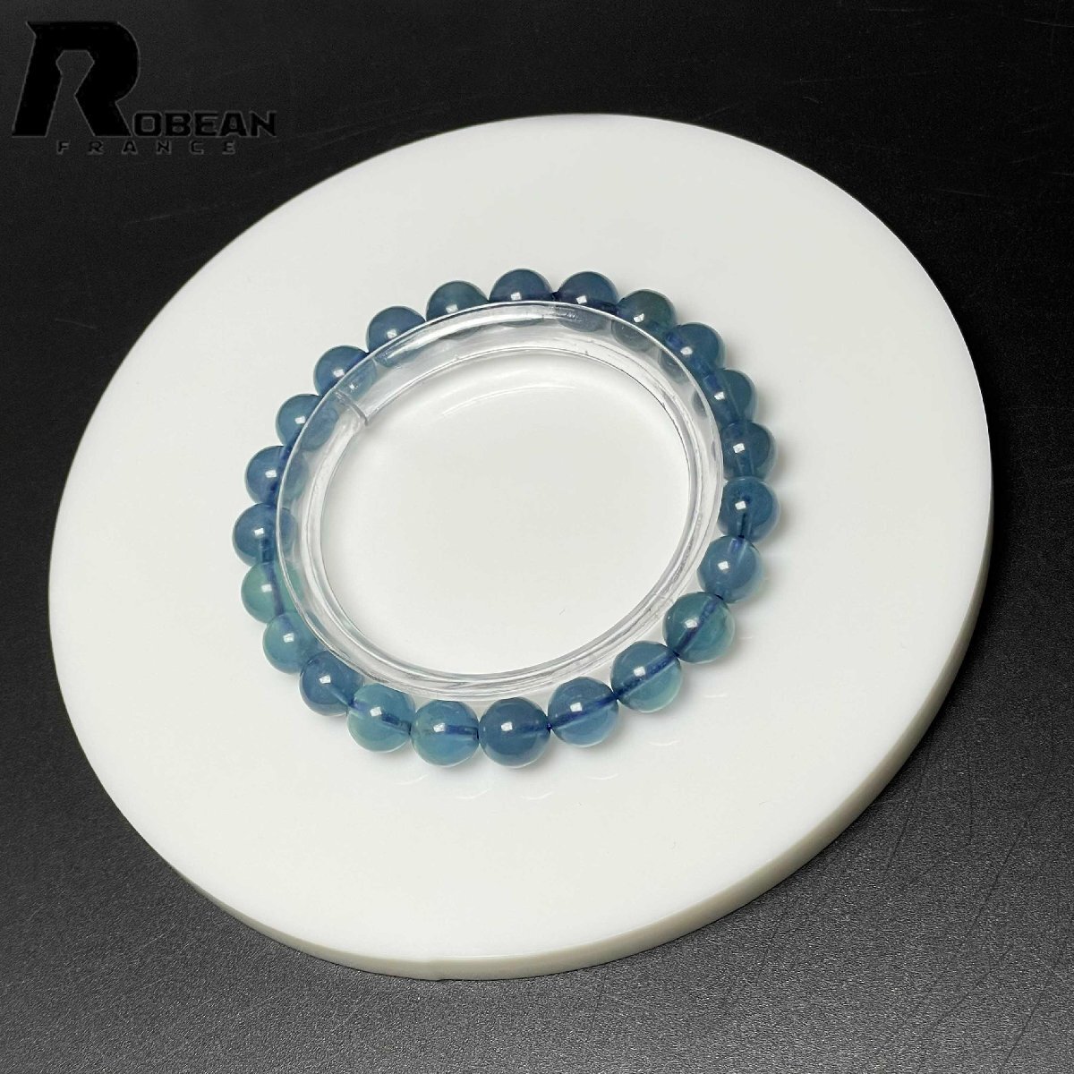 希少 EU製 定価9万円★ROBEAN・ブルーグリーンアクアマリン★パワーストーン ブレスレット 天然石 原石 お守り 7.7-8.3mm M0828445拍卖