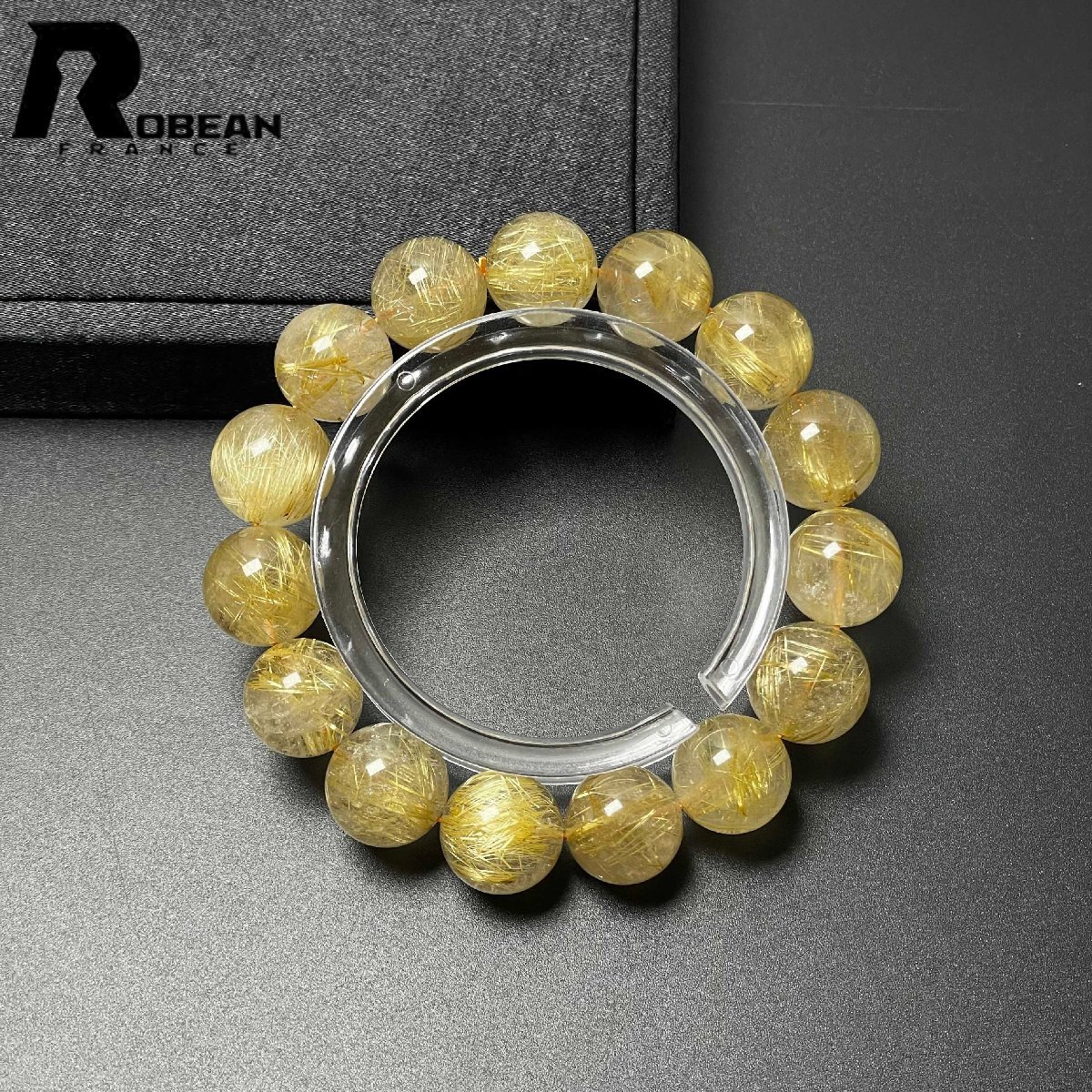 夢色 EU製 定価25万円★ROBEAN・極!極満針ルチルクォーツ★ブレスレット パワーストーン 天然石 綺麗 金運 お守り 13.8-14.7mm M0610437拍卖