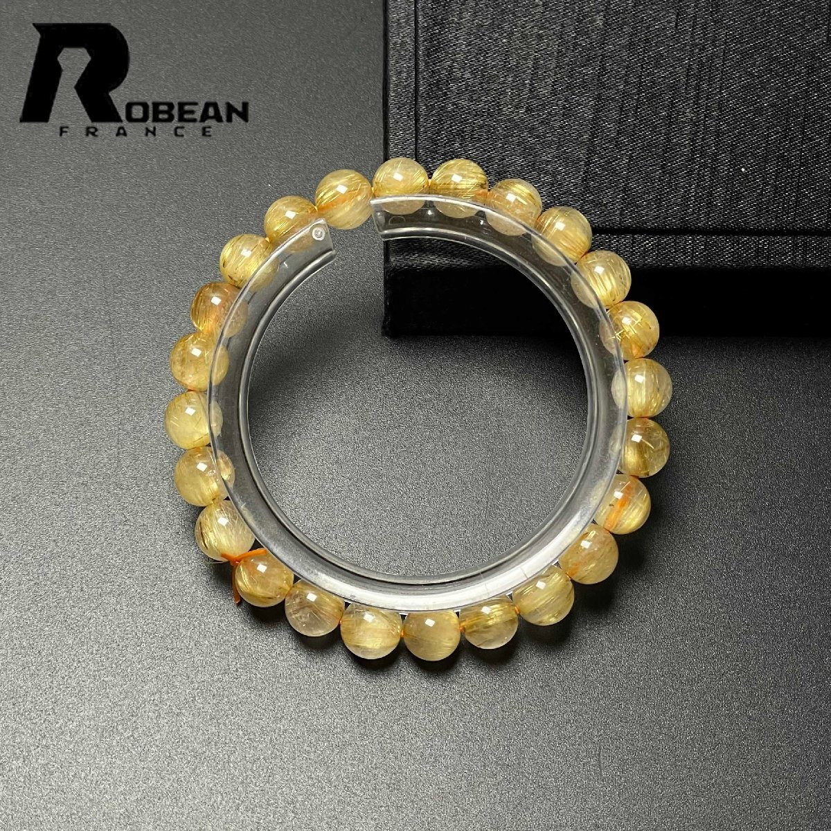 貴重 EU製 定価9万円★ROBEAN・極!極満針ルチルクォーツ★ブレスレット パワーストーン 天然石 綺麗 金運 お守り 7.9-8.4mm M0722864拍卖