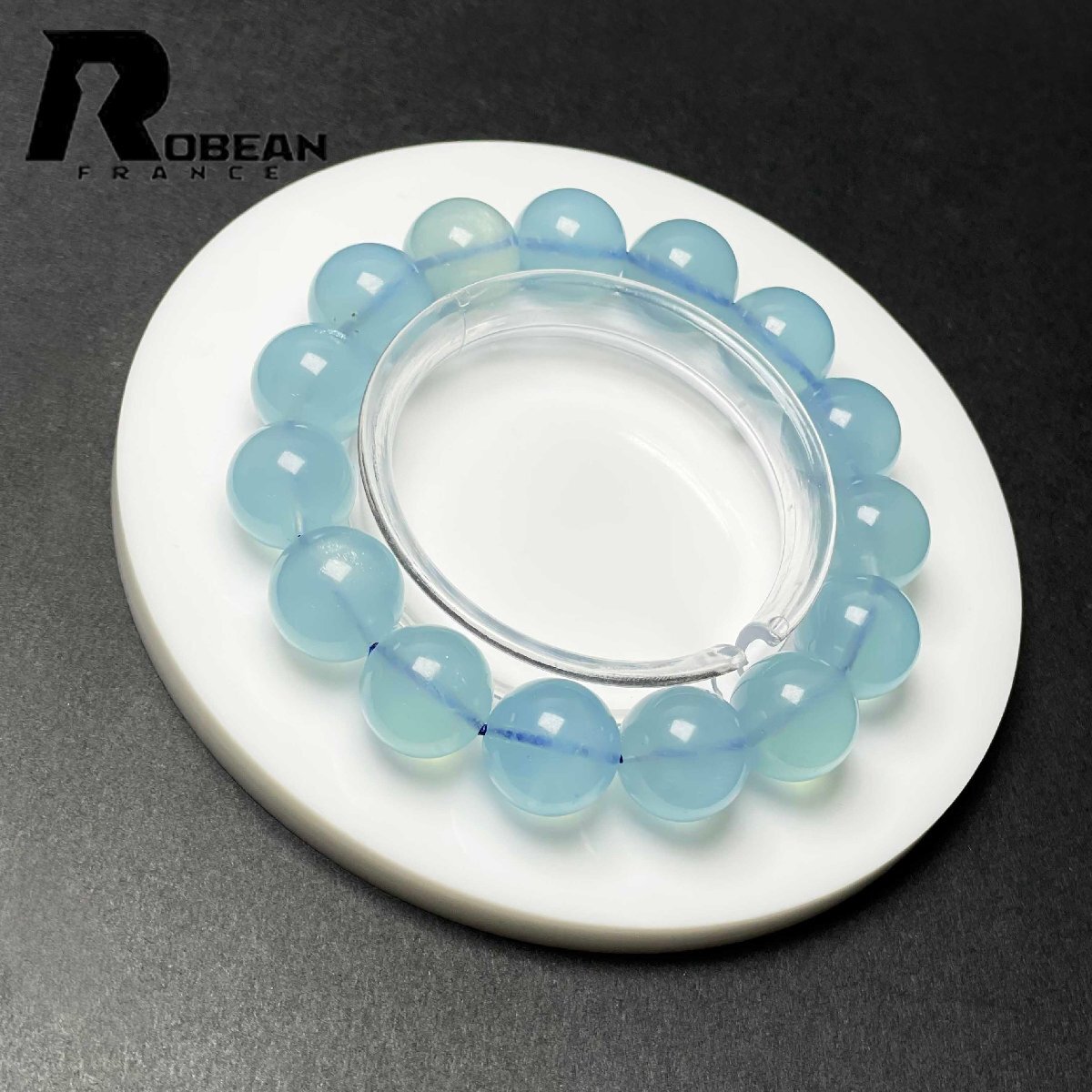 レア EU製 定価46万円★ROBEAN・ブルーアクアマリン★パワーストーン ブレスレット 天然石 原石 綺麗 お守り 15.3-15.8mm D1103955拍卖