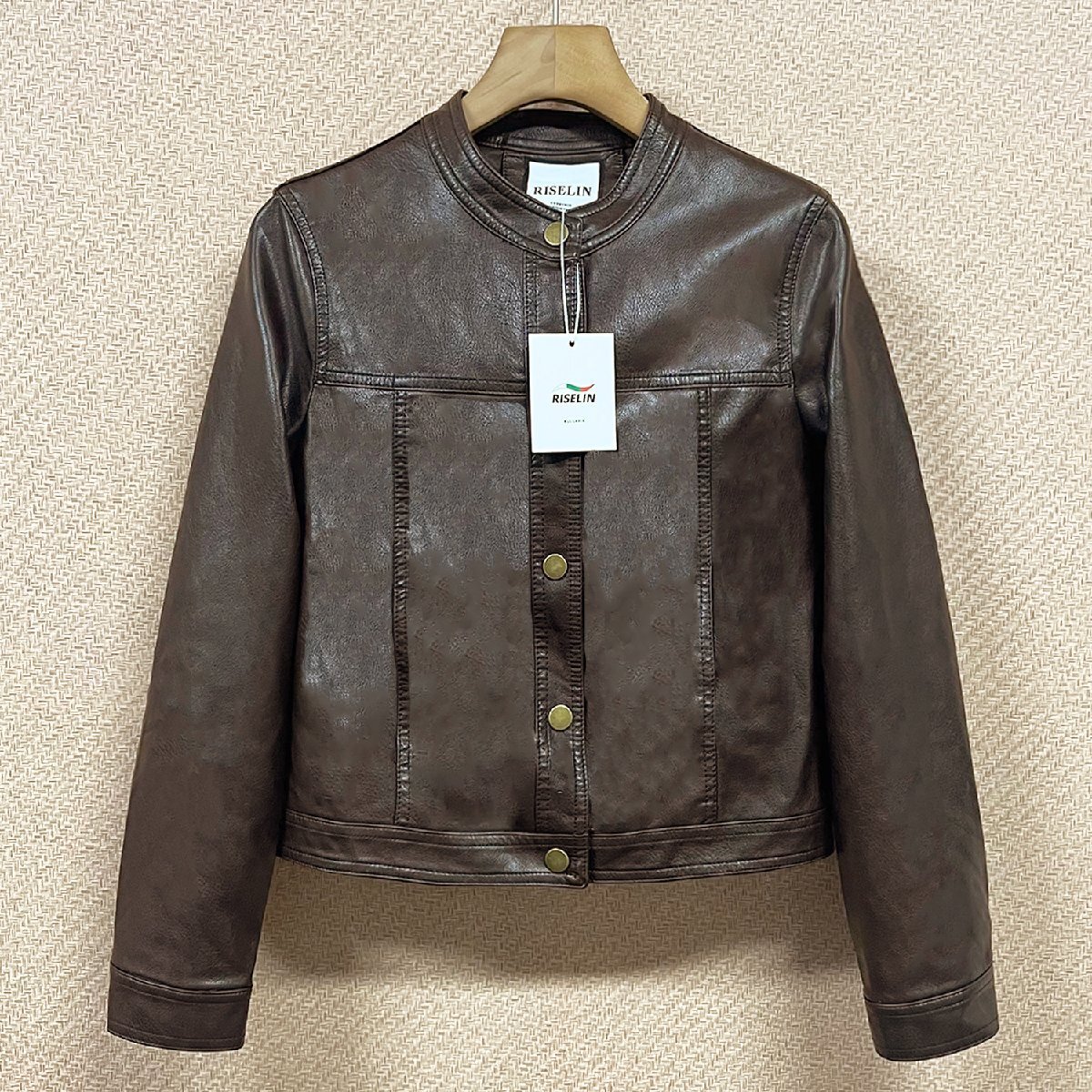 絶賛ヨーロッパ製※定価13万◆ブルガリア発※RISELIN レザージャケット 羊革100% 革ジャン ライダース シンプル カジュアル 普段着 XL/50拍卖