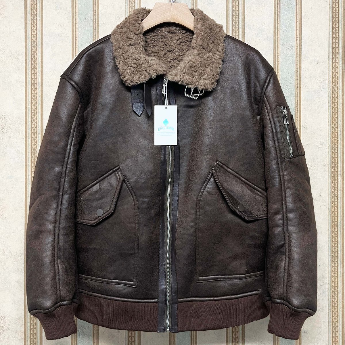 最高級 定価15万 FRANKLIN MUSK・アメリカ・ニューヨーク発 レザージャケット 羊革 重厚 裏起毛 革ジャン ライダース バイク 秋冬 サイズ4拍卖