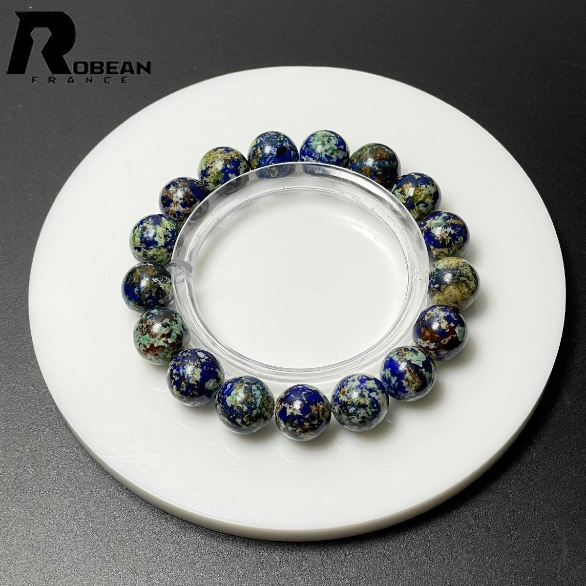 絶賛 EU製 定価11万円★ROBEAN・アズライト★ブレスレット パワーストーン 天然石 藍銅鉱 アクセサリー 綺麗 お守り 11.6-12.4mm M0405764拍卖