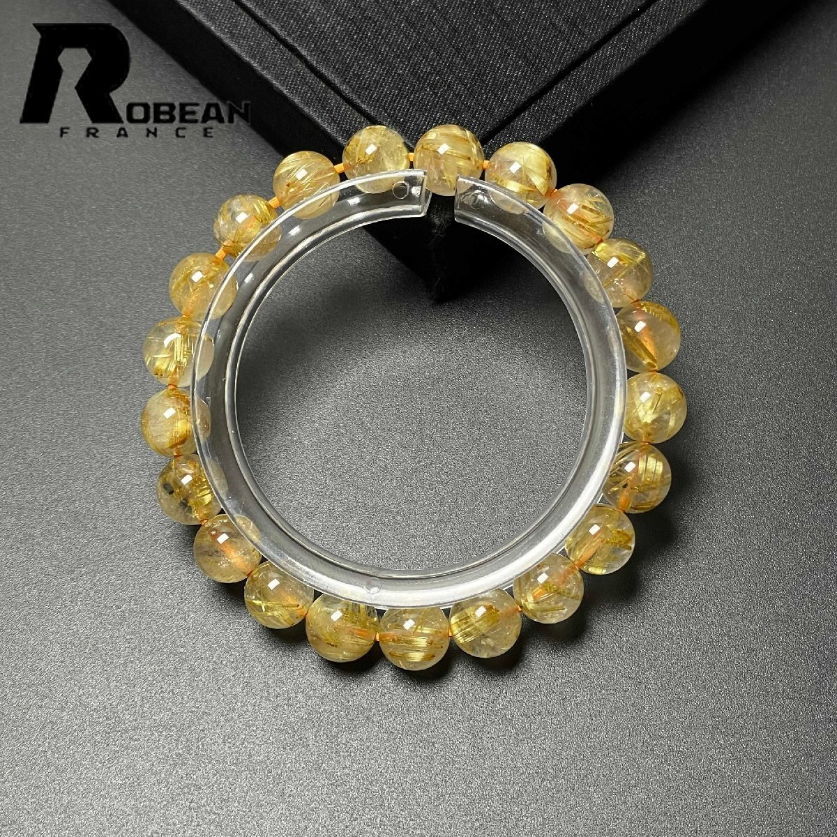 高級 EU製 定価10万円★ROBEAN・極!極満針ルチルクォーツ★ブレスレット パワーストーン 天然石 綺麗 金運 お守り 8.8-9.3mm M0617560拍卖