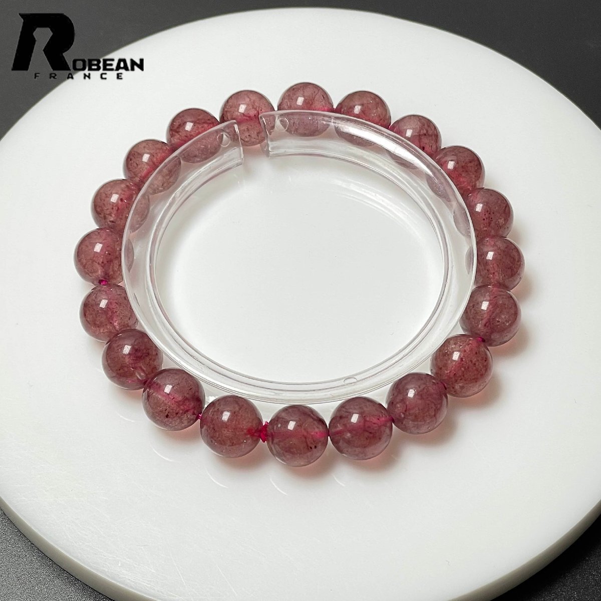 貴重 EU製 定価6万円★ROBEAN・ストロベリークォーツ★ブレスレット パワーストーン 天然石 苺水晶 綺麗 可愛い 9.4-9.8mm M1210671拍卖