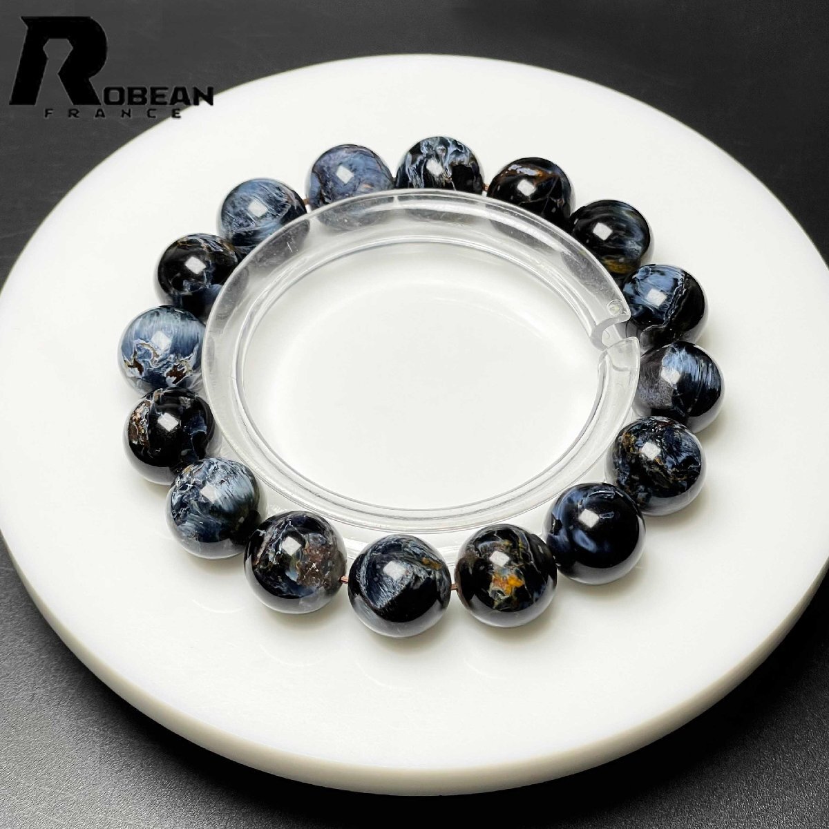 上級 EU製 定価43万円★ROBEAN・ピーターサイト★アクセサリー ブレスレット ブルー 天然石 お守り 約12.4-12.7mm D1020813拍卖