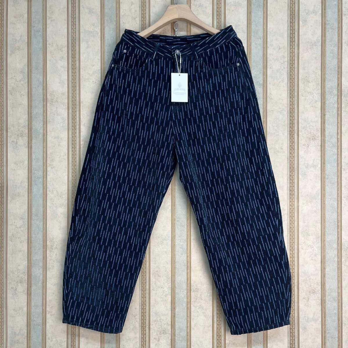 新作 定価4万 FRANKLIN MUSK・アメリカ・ニューヨーク発 ロングパンツ 綿混 通気 ゆったり 総柄 デニムパンツ ストリート 普段着 サイズ32拍卖