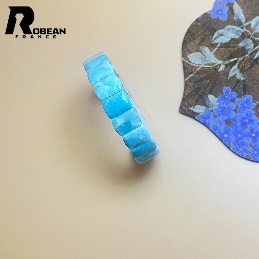 上級 EU製 定価24万円★ROBEAN・ドミニカ共和国産のラリマーバングル★パワーストーン ブレスレット 天然石 13.8*4.5*9.5mm K1030172拍卖