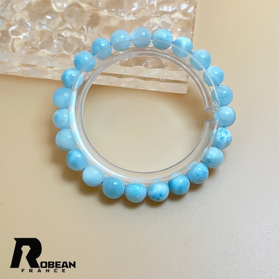 絶賛 EU製 定価10万円★ROBEAN・ドミニカ共和国産のラリマー★パワーストーン ブレスレット 天然石 開運 金運 綺麗 約8.1-8.7mm K1015133拍卖