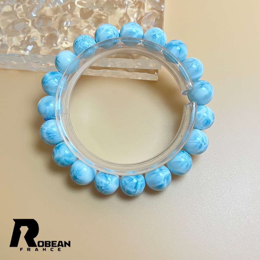 高級 EU製 定価38万円★ROBEAN・ドミニカ共和国産のラリマー★パワーストーン ブレスレット 天然石 開運 金運 綺麗 約10.7-11.3mm D1029888拍卖