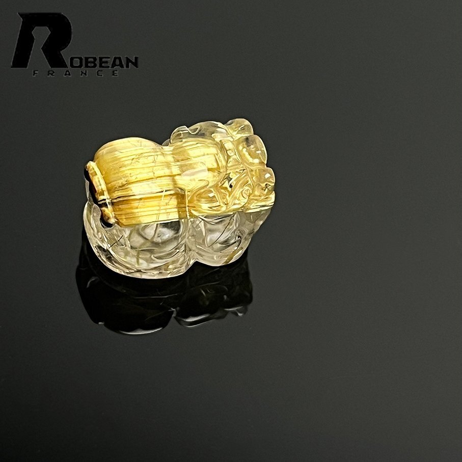 上級EU製 定価25万円★ROBEAN・極!極満針ルチルクォーツ・猫目貔貅ペンダント★パワーストーン 天然石 綺麗 金運 14.5*11.4*9.6mm k1108267拍卖