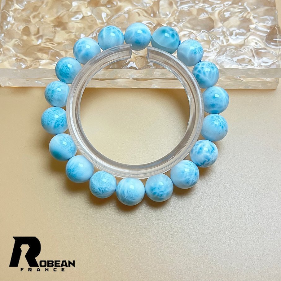 綺麗 EU製 定価29万円★ROBEAN・ドミニカ共和国産のラリマー★パワーストーン ブレスレット 天然石 開運 金運 綺麗 約10.3-11.2mm K1009120拍卖