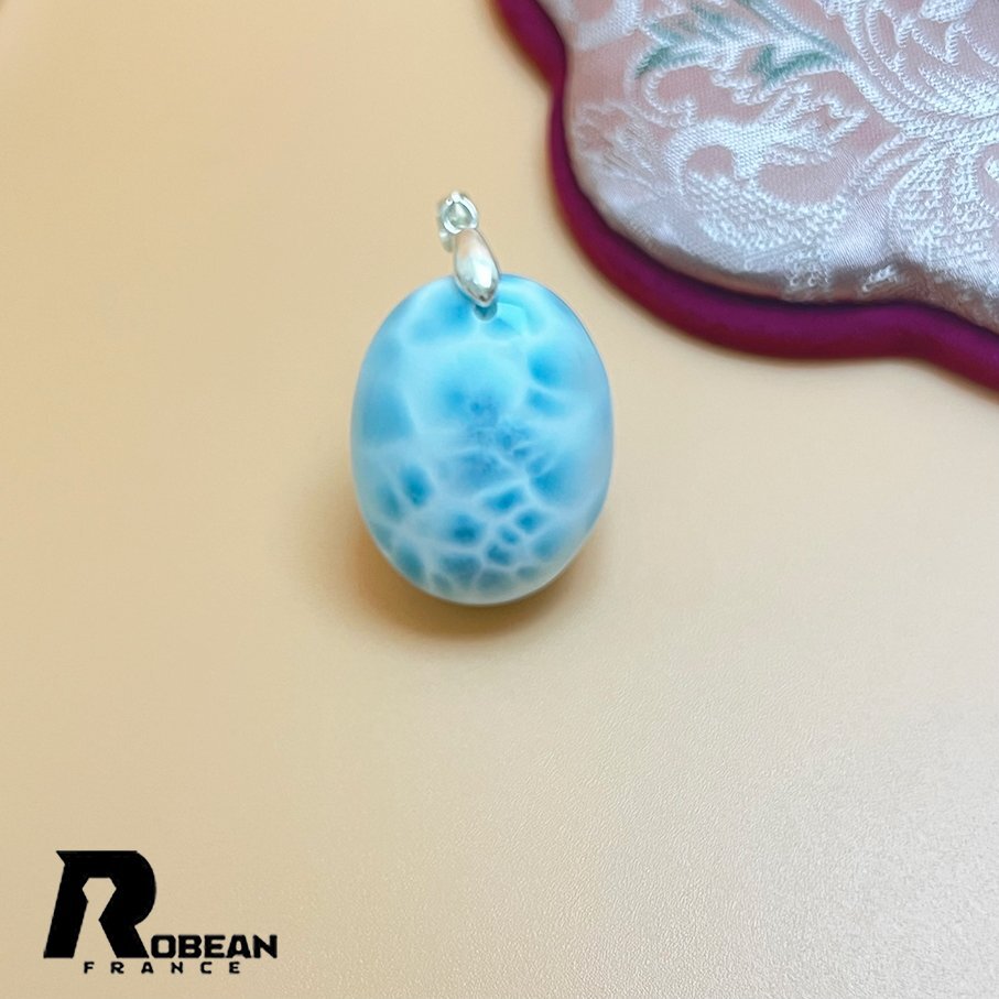 高級 EU製 定価19万円★ROBEAN・ラリマーペンダント★パワーストーン アクセサリー 天然石 高級 綺麗 お守り 約27.7*22.2*10.5mm K1009126拍卖