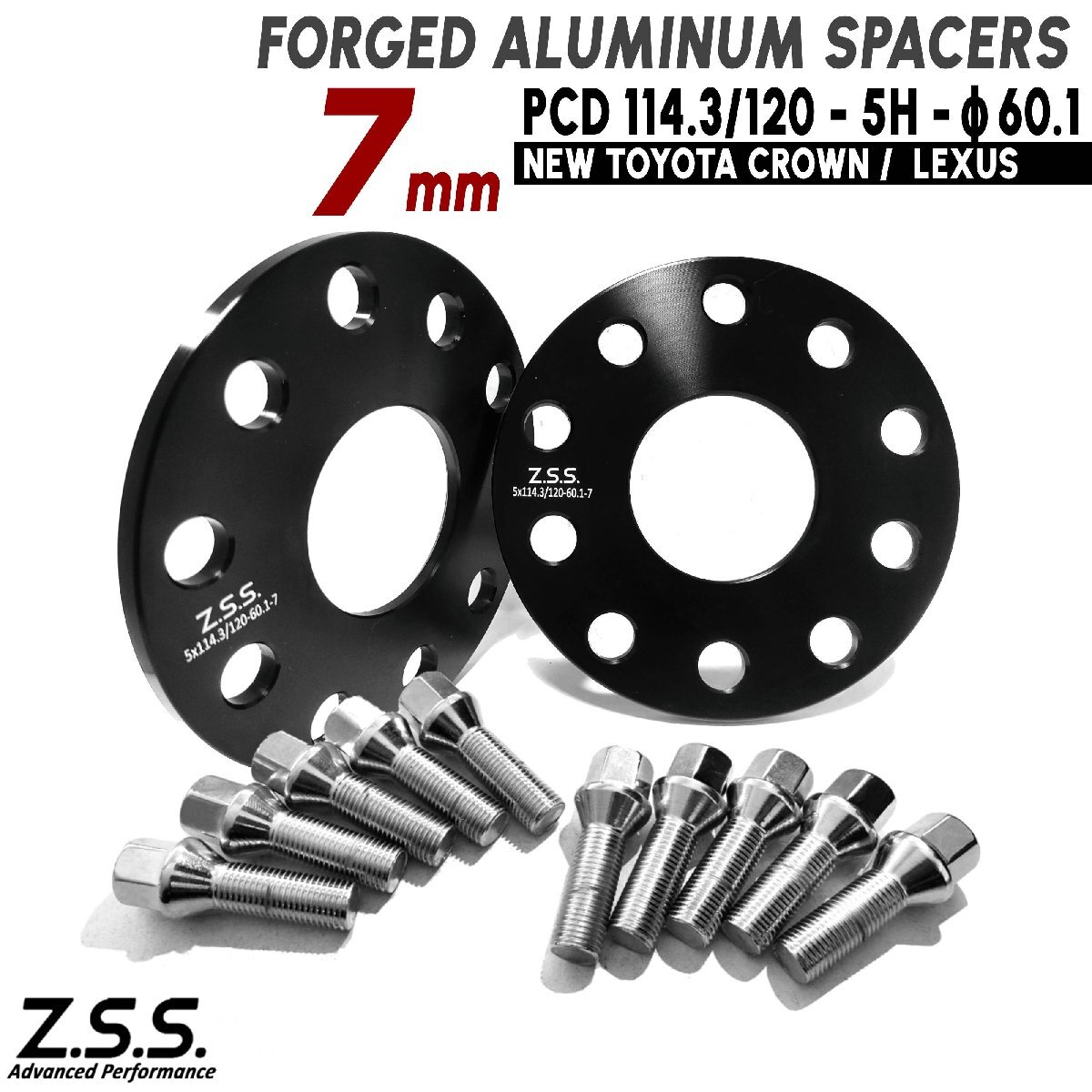 Z.S.S. AP レクサス RX AL30 (22~) RX450H 6LA-AALH16 RX500H 5AA-TALH17 7mm PCD114.3 5穴 60.1φ スペーサー 社外ホイール ボルト付き拍卖