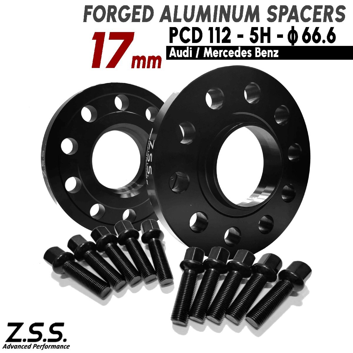 Z.S.S. AP メルセデスベンツ Aクラス W177 W176 CLA ハッチバック A45 AMG スペーサー 17mm PCD112 ハブ径66.6φ M14xP1.50 R14ボルト付き拍卖
