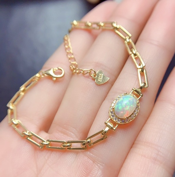 エレガントな天然オパール スターリングシルバー ブレスレット 天然 ナチュラル アクセサリー カラーストーン 宝石 S0z Su_■4043拍卖