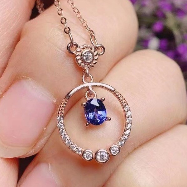 女性のための天然タンザナイトネックレス 鑑別付き 100%天然 宝石 アクセサリー◆最初の入札者様は開始価格で購入可能 Yu_5504拍卖