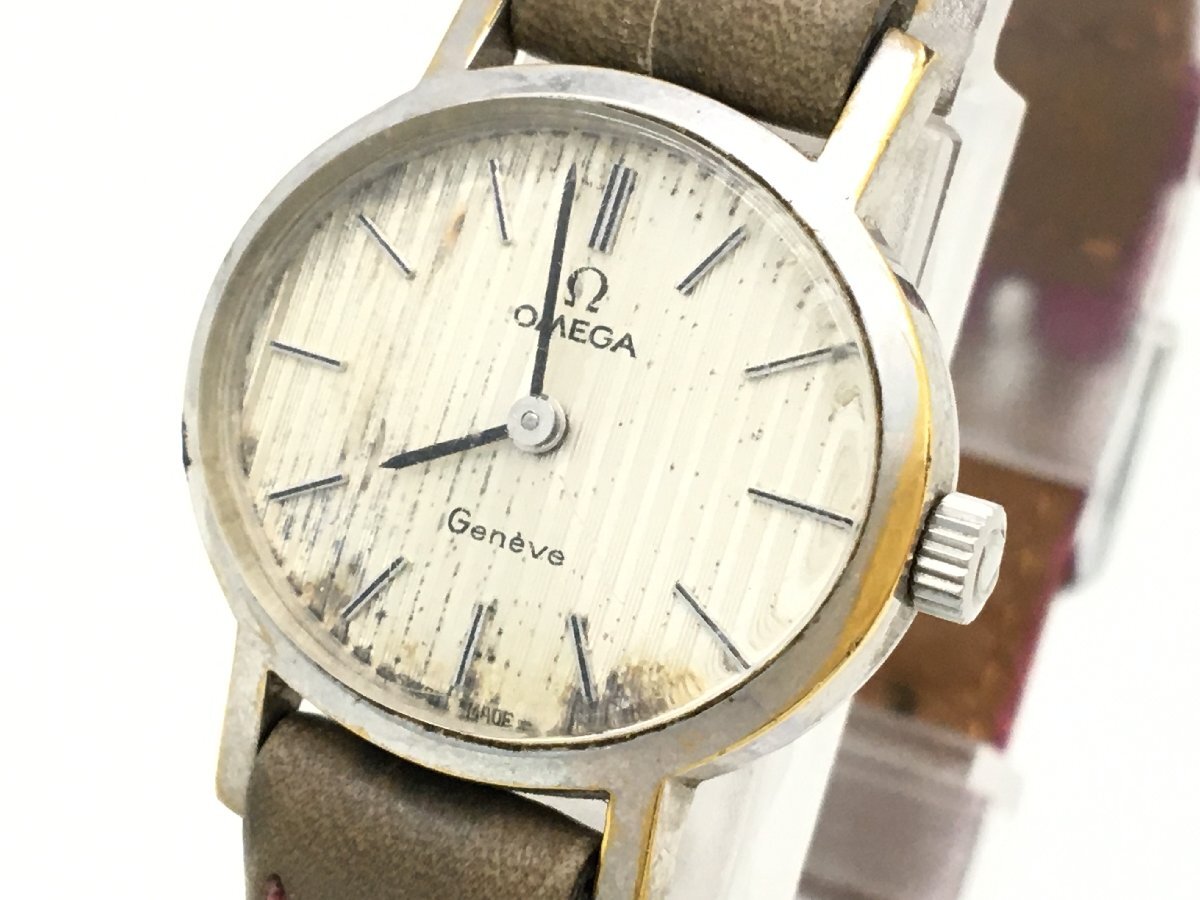 OMEGA オメガ Geneve ジェネーブ 2針 手巻き シルバー文字盤 レディース 腕時計 動作未確認 現状渡し 中古【UC100019】▲拍卖