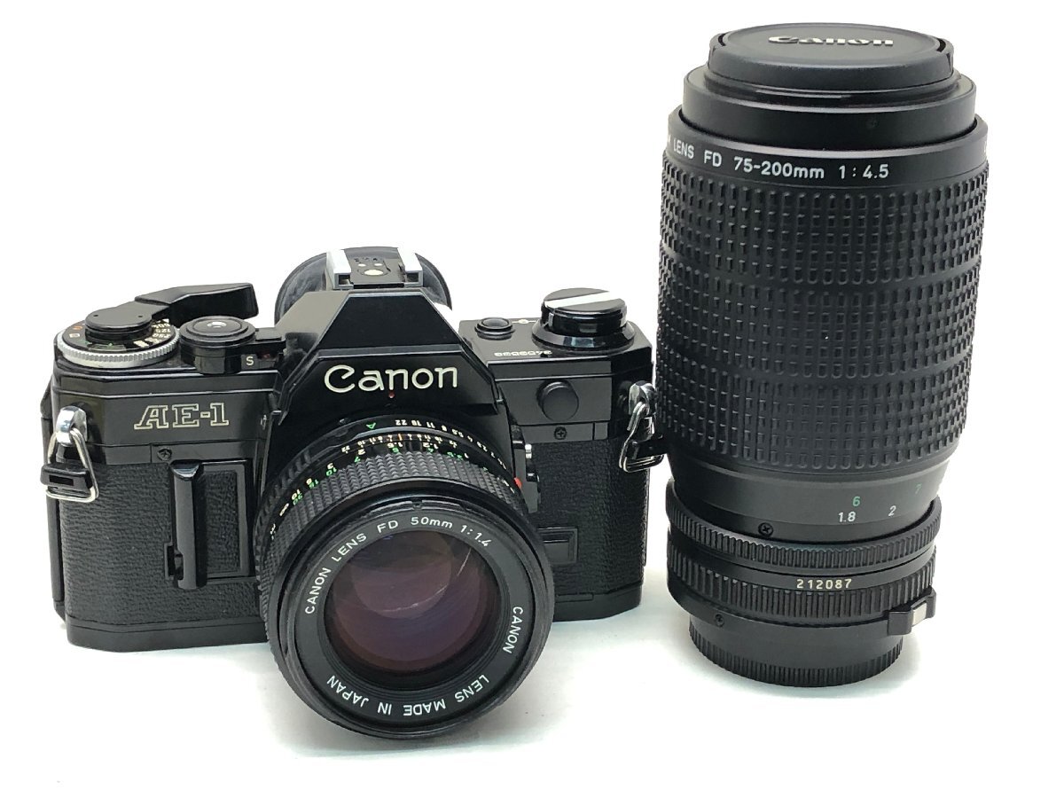 Canon AE-1 FD 50mm 1:1.4 / 75-200mm 1:4.5 一眼レフカメラ ジャンク 中古【UW110367】●拍卖