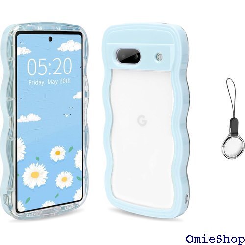 Google Pixel 6A かわいい ケース 波状 保護 ワイヤレス充電対応 Pixel 6A-シエラブルー 2113拍卖
