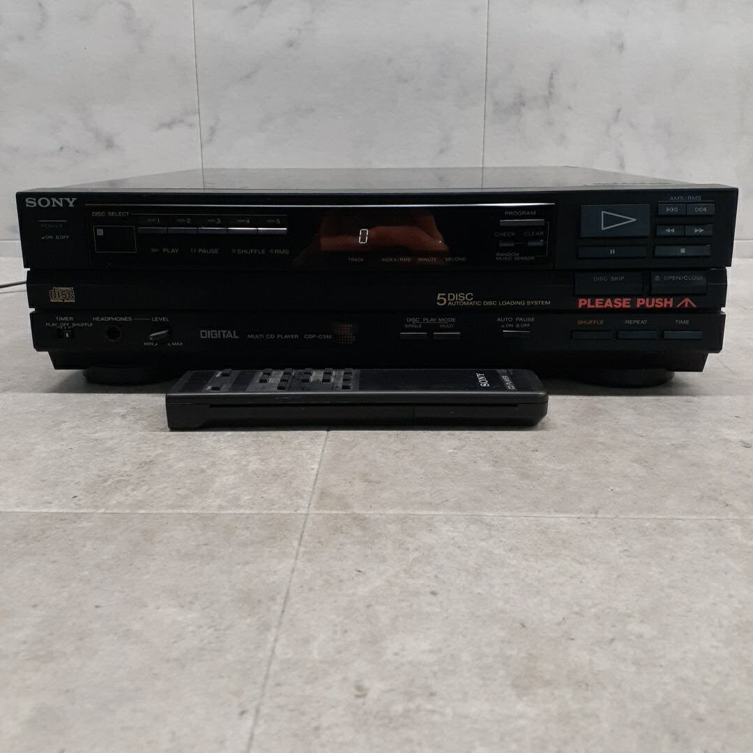 FN-251106-490-J SONY 5 Disk コンパクト ディスク プレーヤー CDプレーヤー RM-D5 リモコン付 オーディオ機器 ソニー 通電確認済拍卖