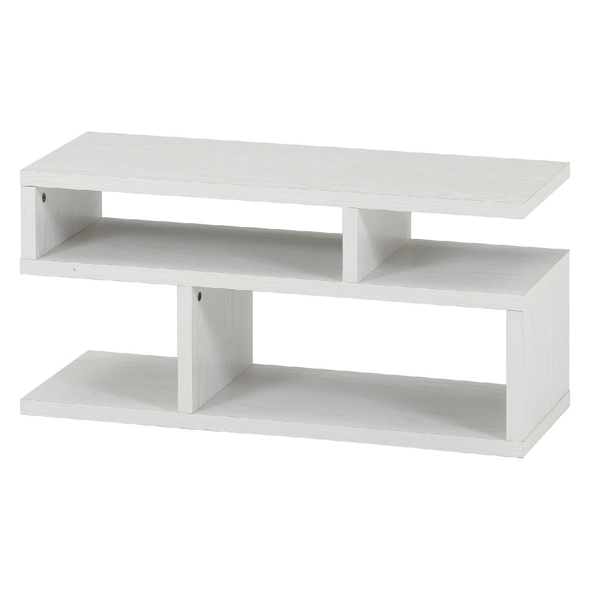 送料無料 S字型 テレビ台 S型 テレビボード 万能 収納 オープンラック キャビネット おしゃれ 幅80cm奥行30cm高さ39cm オークホワイト 新品拍卖