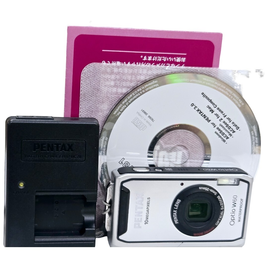 【返品保証】 ペンタックス Pentax Optio W60 コンパクトデジタルカメラ バッテリー等多数付属品付き Z3857拍卖