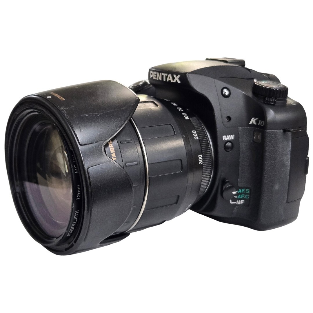 【返品保証】 ペンタックス Pentax K10 TAMRON AF ASPHERICAL LD 28-300mm F3.5-6.3 MACRO フード バッテリー付き デジタル一眼 Z5497拍卖