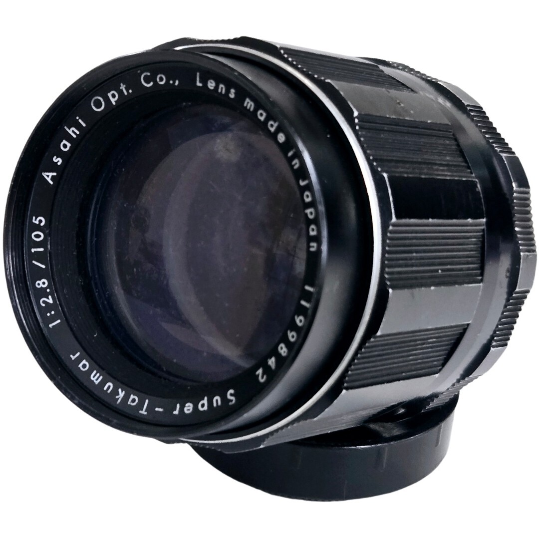【返品保証】 ペンタックス Pentax Super-Takumar 前期型 105mm F2.8 M42マウント 前後キャップ フード付き レンズ Z6391拍卖