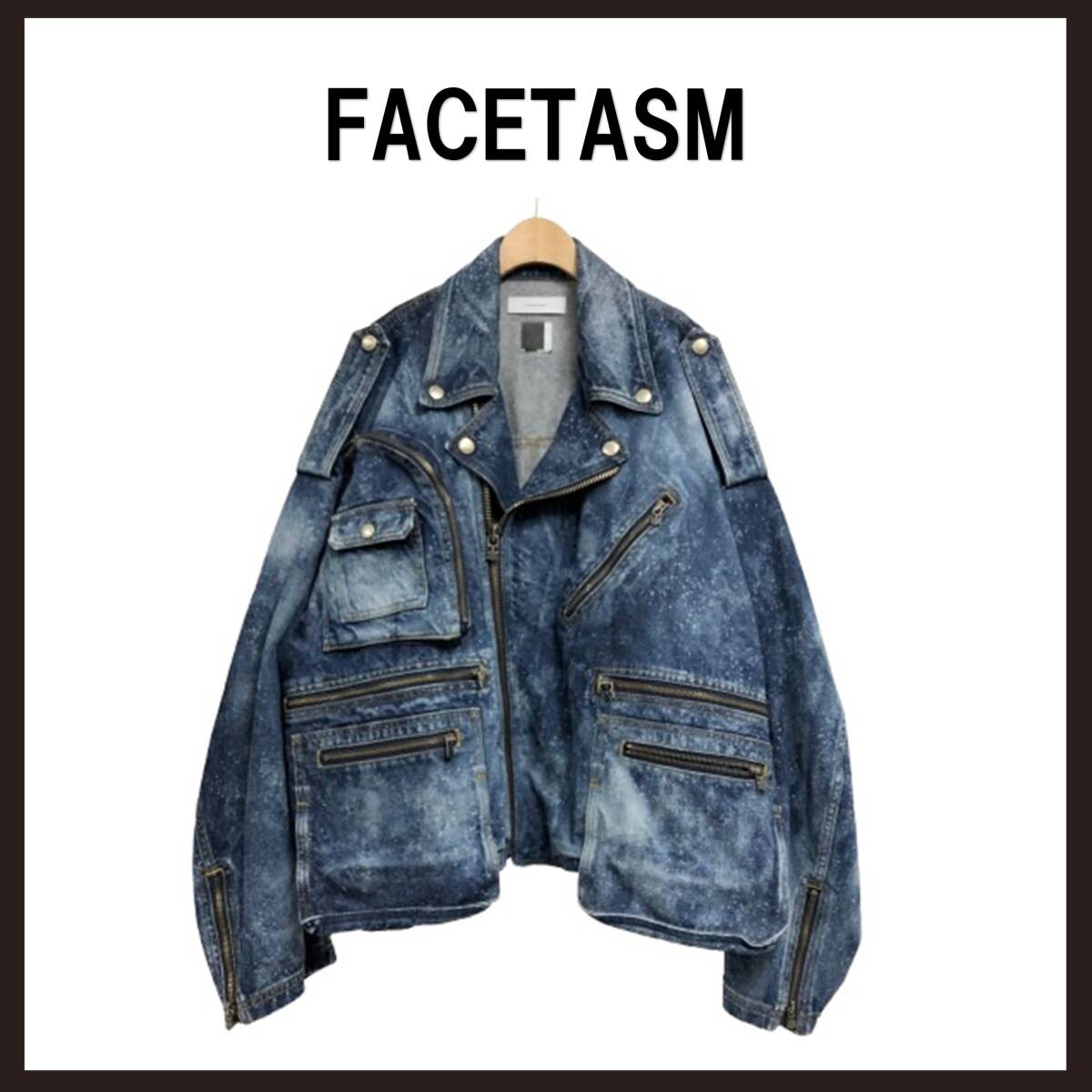 ●○新品未使用 FACETASM(ファセッタズム) GALAXY デニムライダースジャケット 4(M相当) インディゴ○●拍卖