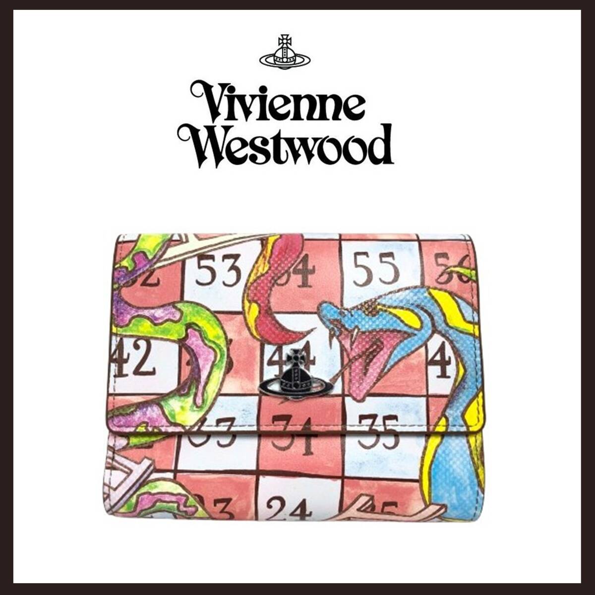 ●○新品未使用 Vivienne Westwood (ヴィヴィアンウエストウッド) SNAKES AND LADDERS 口金折り財布 マルチカラー○●拍卖