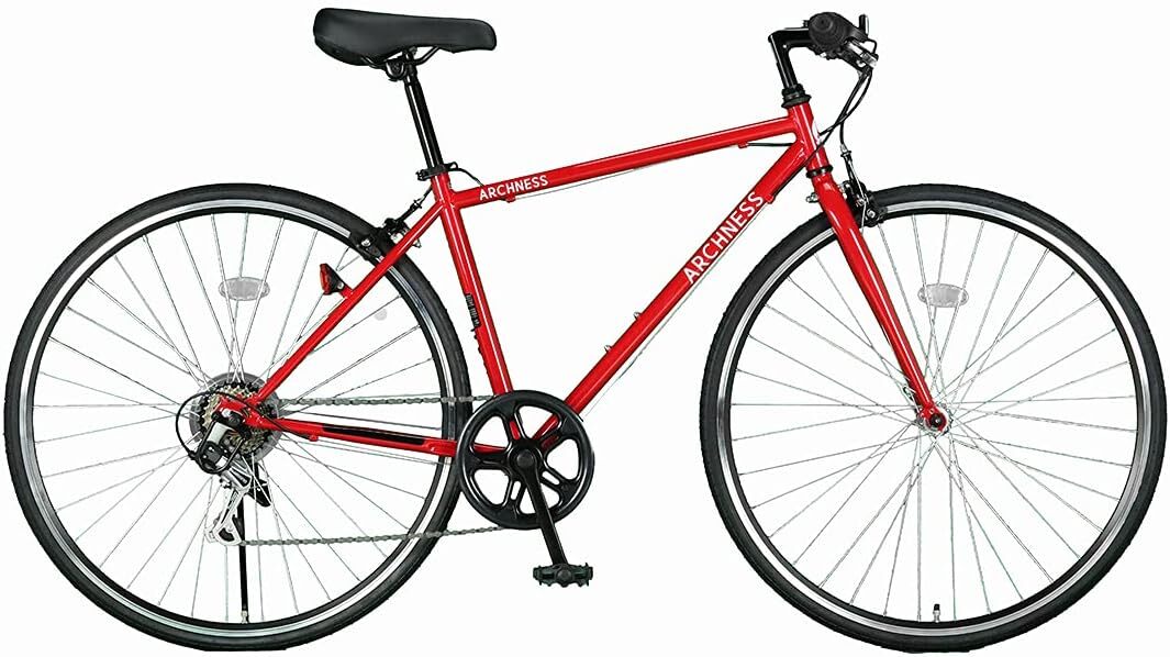 レッド色 クロスバイク 自転車 タイヤ700X28C シマノ7段変速ギア 27インチ相当 軽量 前後キャリパーブレーキ 通勤 通学 AIT7007-3 拍卖