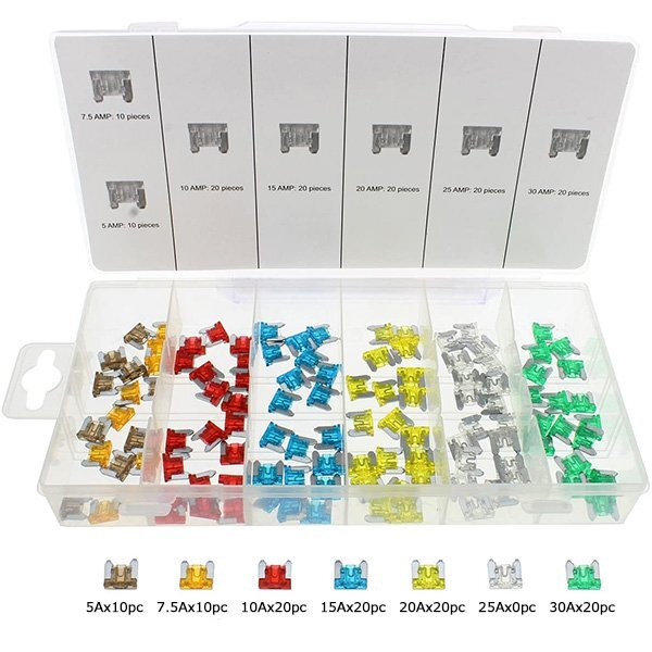 120pc 低背Miniヒューズ 5A、7.5A、10A、15A、20A、25A、30A 自動車、トラック、ボート用 ODGN2-YZA018拍卖