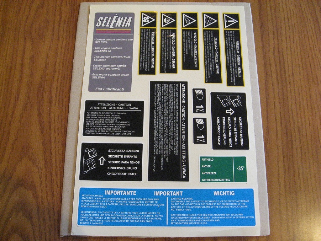 ★ランチアデルタ レストア用 各所シール一式 オイル ベルト ライト クーラント 電動ファン 触媒 他★ 拍卖