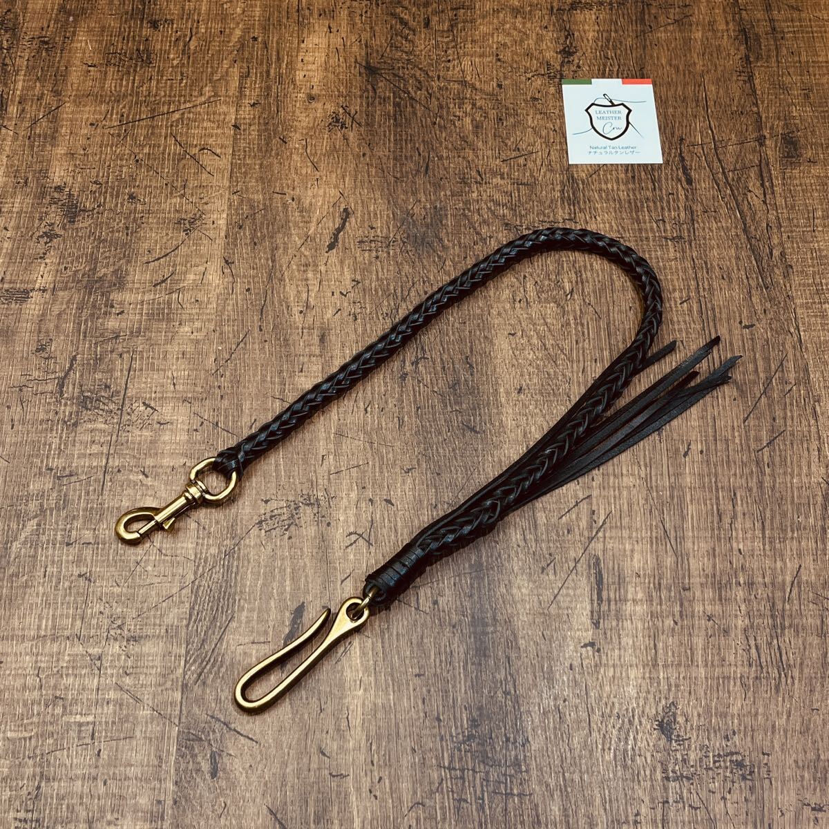 ウォレットチェーン 本革 サドルレザー ウォレットロープ 手編み バイカー レザーウォレットロープ 長財布 メンズ財布 送料無料 新品 黒拍卖