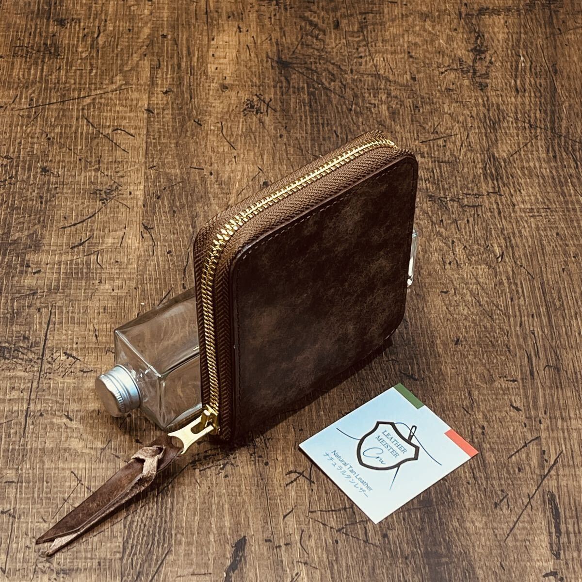 プエブロレザー スクエア ファスナー 財布 革財布 メンズ財布 コンパクト財布 本革 コインケース レザーウォレット ブラウン 1円拍卖