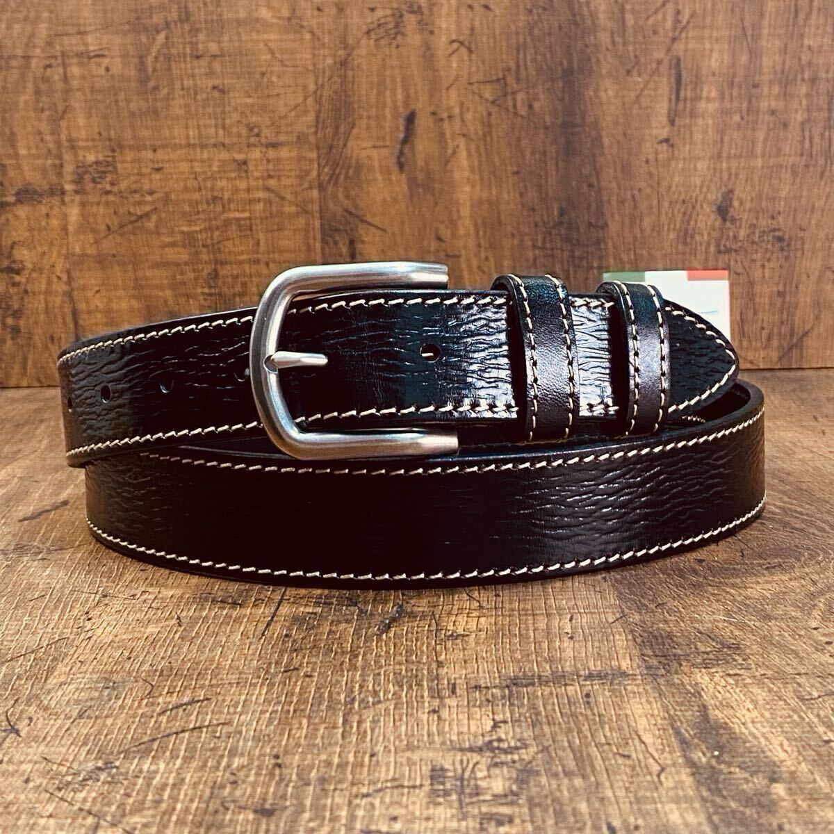 【貴重】 〜120cm ヌメ革 レザーベルト 牛革 調整可 イタリアンレザー フリーサイズ カジュアル メンズベルト ビジネス 本革 送料無料 黒拍卖