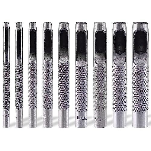 穴あけポンチ (2.5mm 3mm 4mm 5mm 6mm 7mm 8mm 9mm 10mm) 9本セット 丸形 打ち抜きポンチ 拍卖