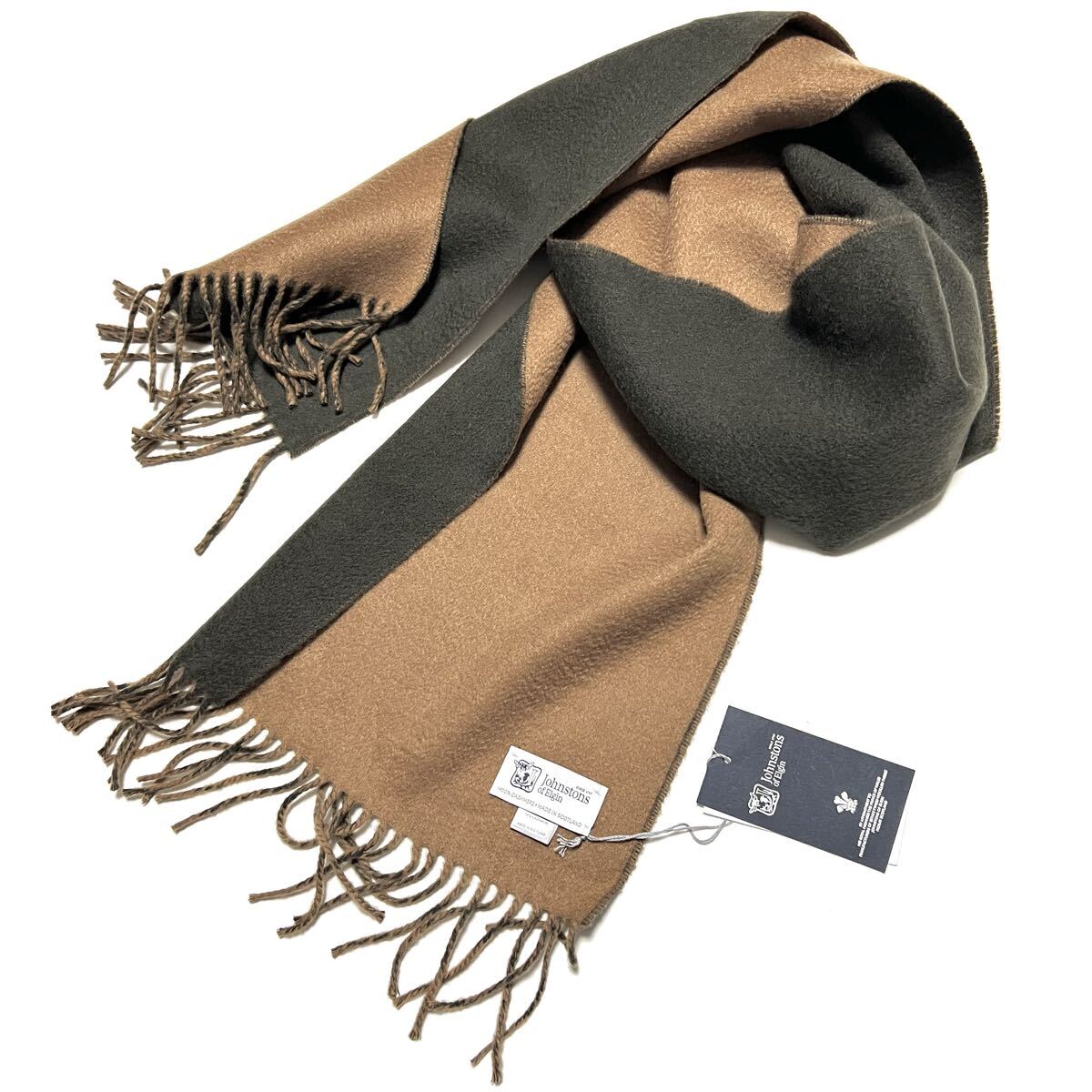 新品 ジョンストンズ 国内正規 Johnstons カシミア 100% リバーシブル マフラー ツートン ダブルフェイス ストール スコットランド製拍卖