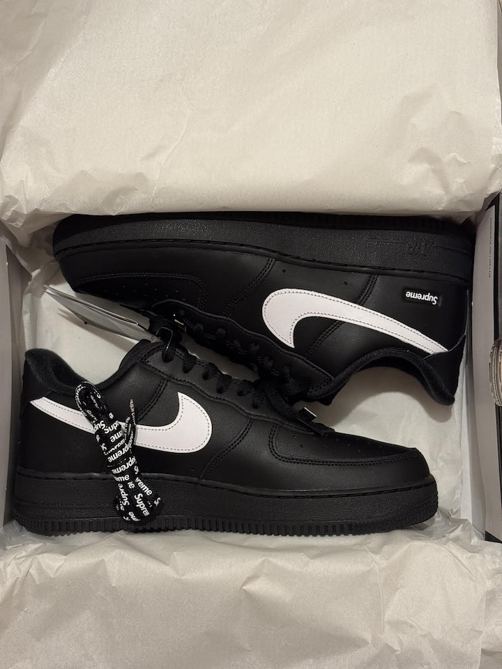 新品 Supreme Nike Air Force 1 Low Black White CU9225-002拍卖