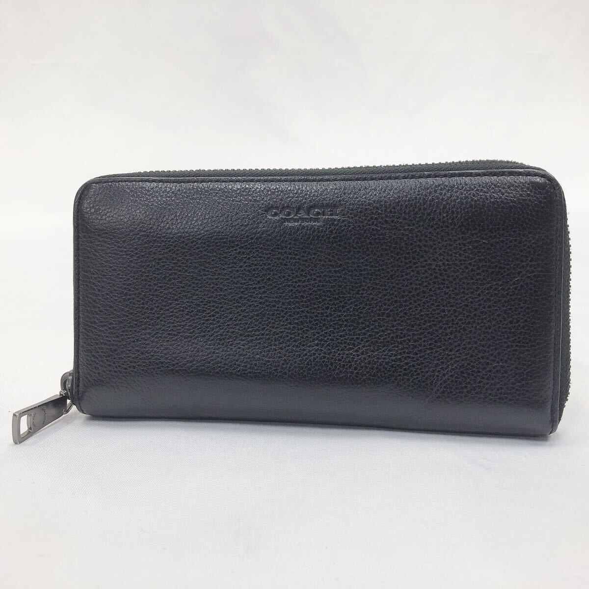 ★4-1005 COACH コーチ 長財布 ラウンドファスナー ブラック レザー 黒 財布 小物 ロングウォレット Wallet拍卖
