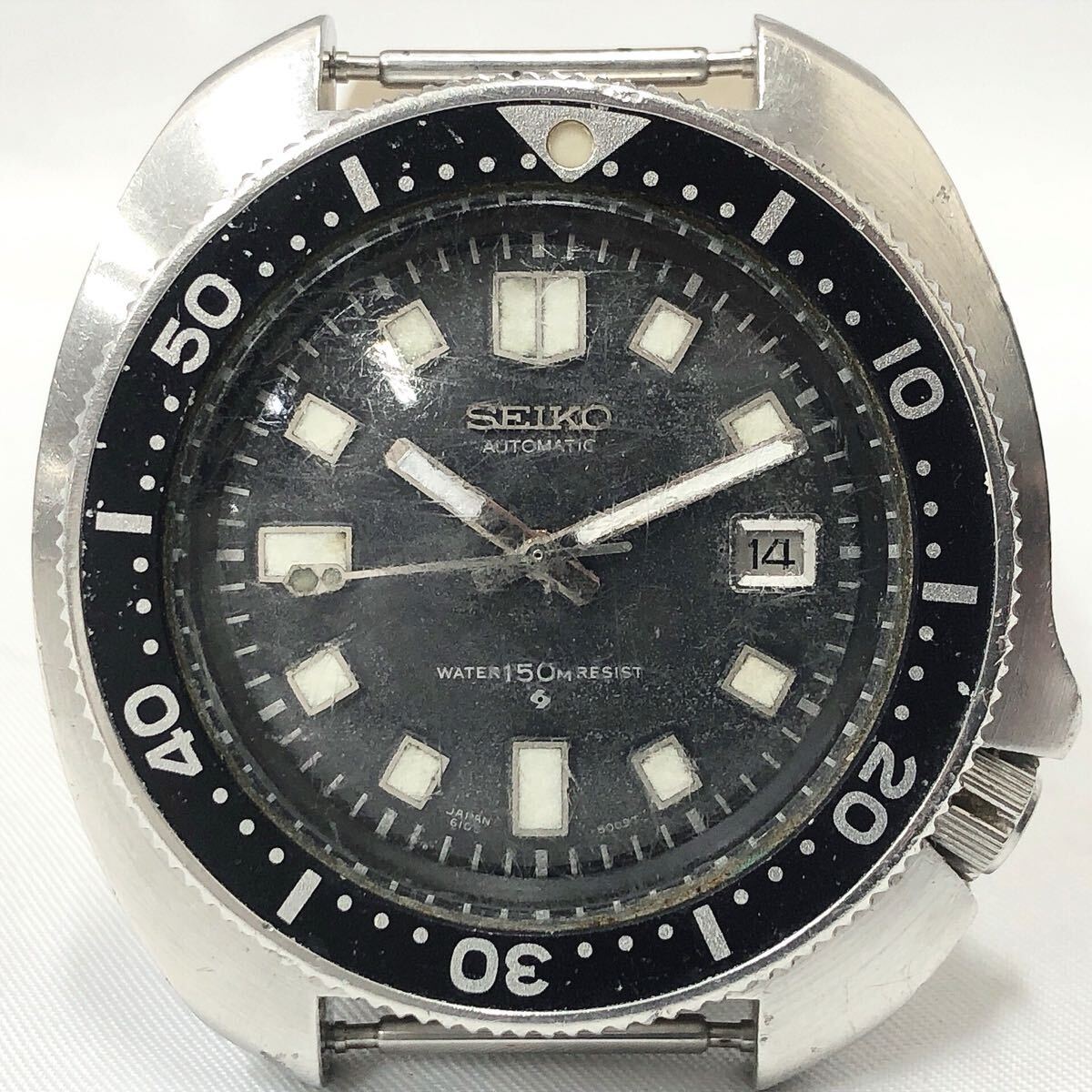 ★2-1005 稼働品 SEIKO セイコー ダイバーズ デイト 6105-8110 150M デイト ブラック文字盤 自動巻き メンズ 腕時計拍卖