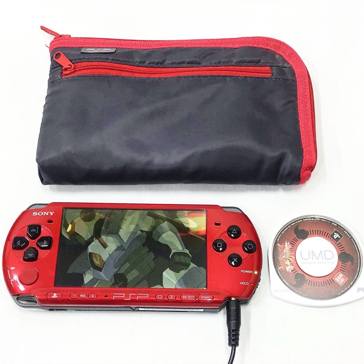 動作品 SONY ソニー PSP-3000 レッド/ブラック プレイステーションポータブル ソフト2点 拍卖