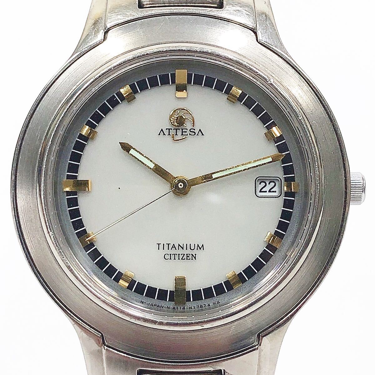 ★4-1020 動作品 CITIZEN シチズン Eco Drive エコドライブ 腕時計 A114-H10571TA ATTESA アテッサ チタニウム 電波ソーラー アナログ拍卖