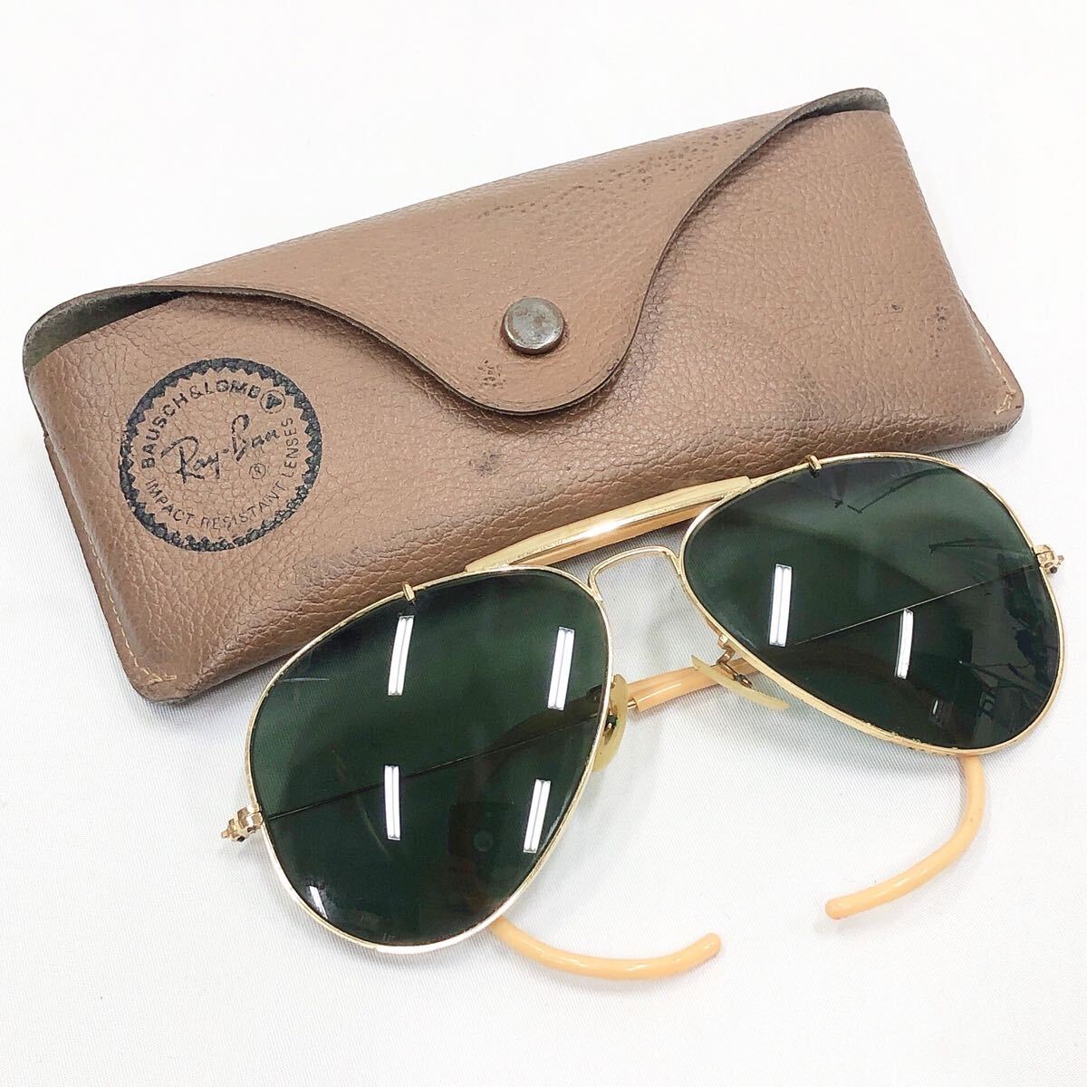 ★4-1014 Ray-Ban レイバン ディアドロップ サングラス B&L 58□14 USA ケース付き アイウェア ブランド ファッション ビンテージ拍卖